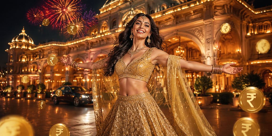 Exciting promotional event with casino player in elegant attire